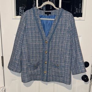 Vintage Talbots Blue Tweed Blazer with Gold Buttons
